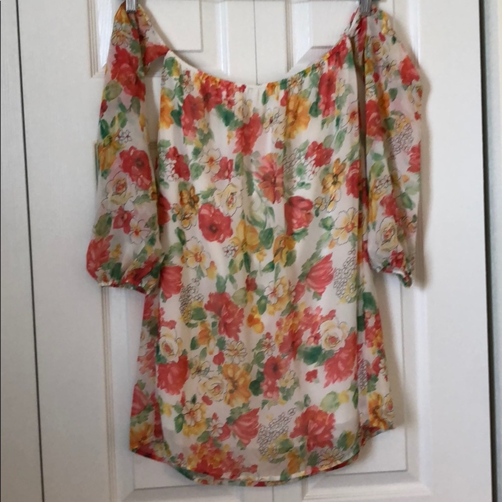 Strapless long sleeve floral mini dress